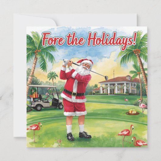 Golf Merry Christmas with Santa Claus and flamingo (正面)