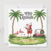 Golf Merry Christmas with Santa Claus and flamingo (正面)