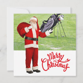 Golf Merry Christmas with Santa Claus on Green  シーズンカード