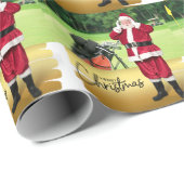 Golf Merry Christmas with Santa Claus on Green  ラッピングペーパー (ロールコーナー)