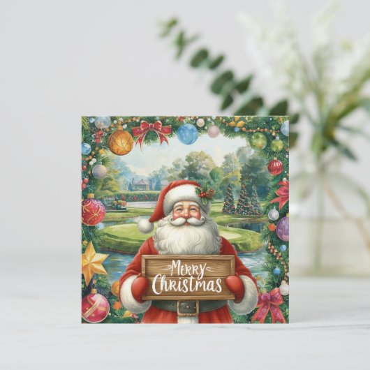 Golf Merry Christmas with Santa playing golfer (スタンド正面)