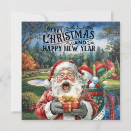 Golf Merry Christmas with Santa playing golfer  