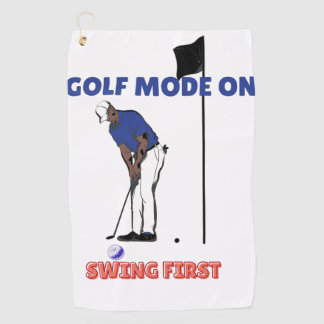Golf Mode ON: Swing First | Funny Golfer Graphic T ゴルフタオル