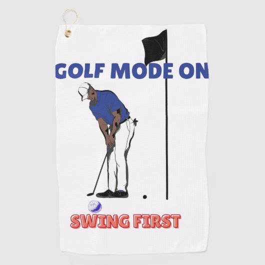 Golf Mode ON: Swing First | Funny Golfer Graphic T ゴルフタオル (正面)
