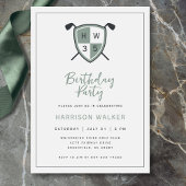 Golf Modern Any Age Birthday Party Stylish Green 招待状
