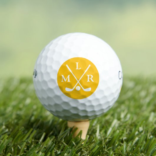 Golf Modern Elegant Monogram Typography Initials ゴルフボール (インサイチュ 木)