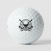 Golf monogram Customized name crossed Golf clubs ゴルフボール (正面)
