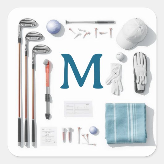Golf Monogram Personalized Golf スクエアシール (正面)