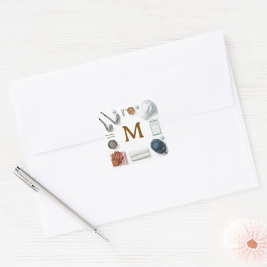 Golf Monogram Personalized Golf スクエアシール (封筒)