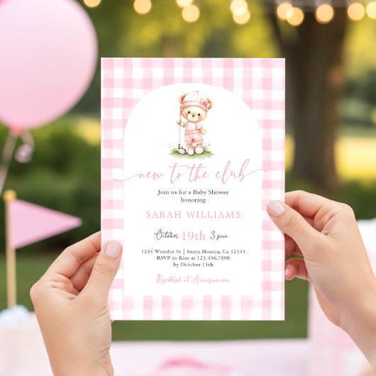 Golf New to the Club Baby Shower Girl Invitation 招待状