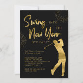 Golf New Years Eve Party Golf Theme Black and Gold (正面)