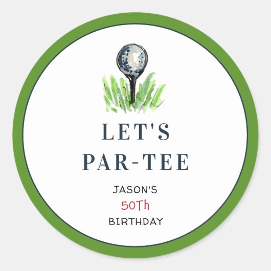 Golf PAR- TEE Birthday party stickers ラウンドシール (正面)