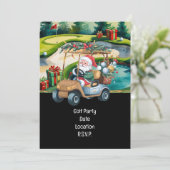 Golf Par tee Golfer Christmas Party with Santa 招待状 (スタンド正面)