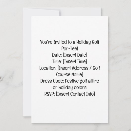 Golf Par tee Golfer Christmas Party with Santa  招待状 (裏面)