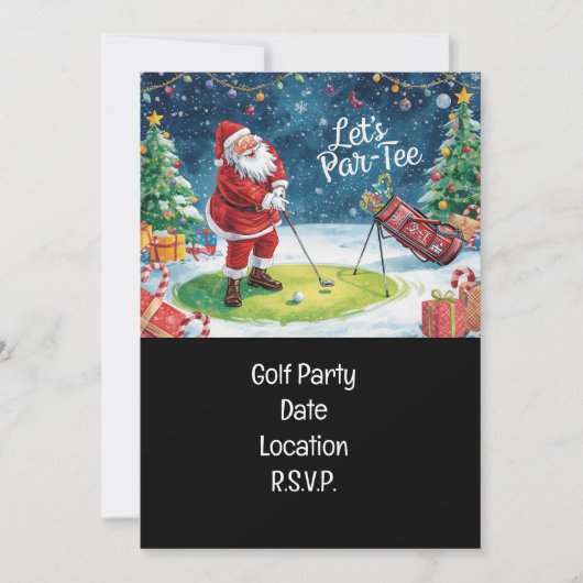 Golf Par tee party Santa Claus Christmas Squad  招待状 (正面)