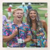 Golf Photo Customize Personalize ガラスコースター (正面)