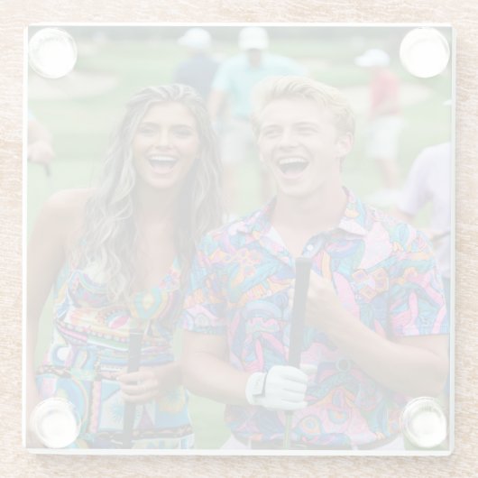 Golf Photo Customize Personalize ガラスコースター (裏面)