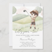 Golf Player Boy Lets Par-Tee Baby Shower 招待状 (正面)
