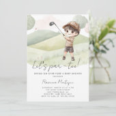 Golf Player Boy Lets Par-Tee Baby Shower 招待状 (スタンド正面)