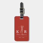 Golf Player Cool Classy Monogram Red ラゲッジタグ (正面縦)