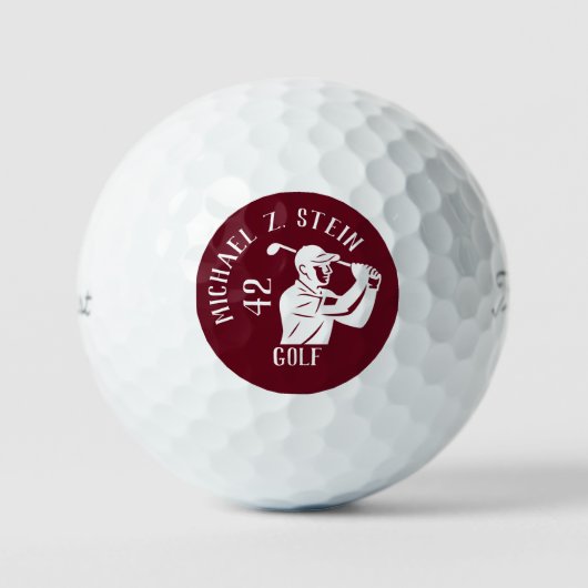 Golf Player Icon, Name and Age deep red ゴルフボール (正面)