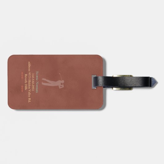 Golf Player Modern cool brick-red  ラゲッジタグ (裏面横)