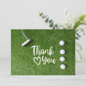 Golf putter  are on green grass Thank you サンキューカード (スタンド正面)