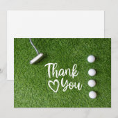 Golf putter  are on green grass Thank you サンキューカード (正面/裏面)