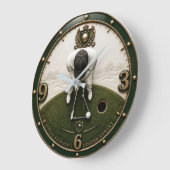 Golf Putting Golfer Gift ラージ壁時計 (傾斜)