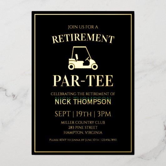 Golf Retirement 箔招待状 (正面)