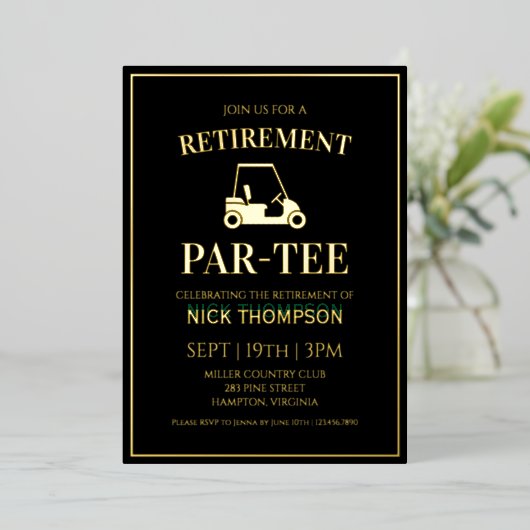 Golf Retirement 箔招待状 (立ち正面)