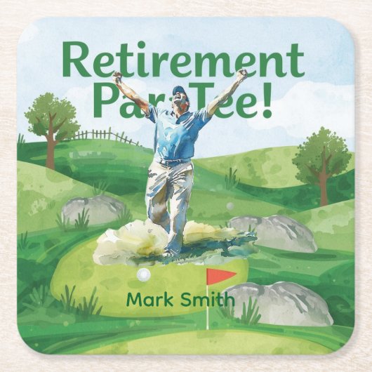 Golf  retirement for golfer  スクエアペーパーコースター (正面)