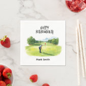 Golf Retirement Par-Tee Napkins | Golfer Tee Off  スタンダードカクテルナプキン (インサイチュ)