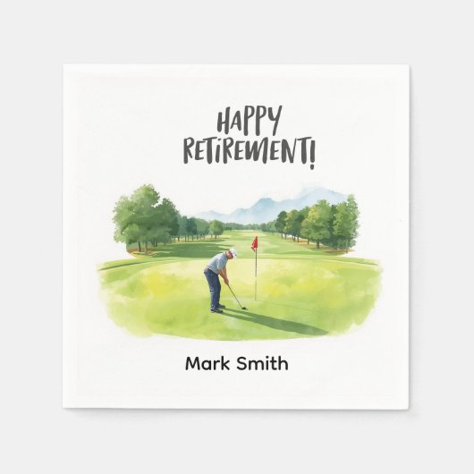 Golf Retirement Par-Tee Napkins | Golfer Tee Off  スタンダードカクテルナプキン (正面)