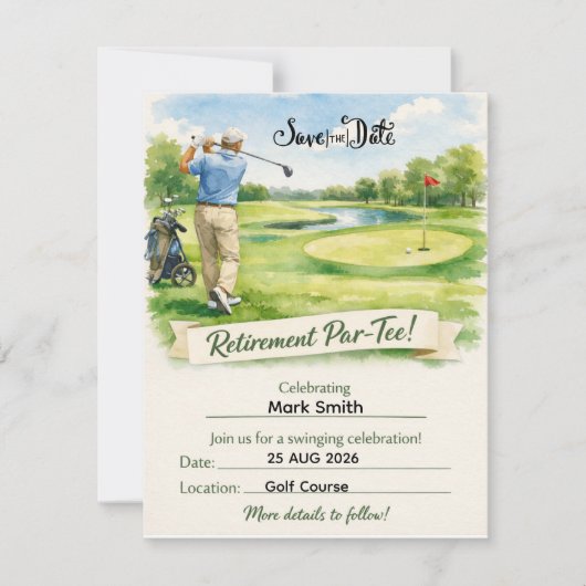Golf Retirement Party for golfer  セーブザデート (正面)