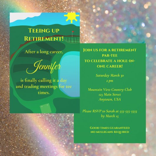 Golf Retirement Party, Tee Time Retirement 招待状