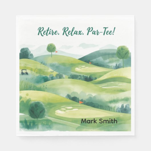 GOLF RETIREMENT Tee off ParTee for golfer スタンダードランチョンナプキン (正面)