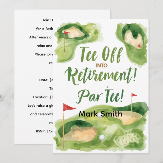 GOLF RETIREMENT Tee off ParTee for golfer 招待状 (正面/裏面)