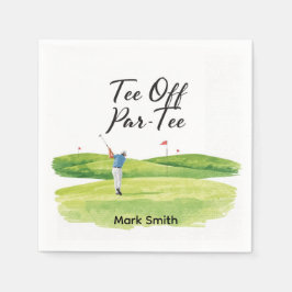 Golf Retirement with golfer on green スタンダードカクテルナプキン