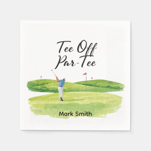 Golf Retirement with golfer on green スタンダードカクテルナプキン (正面)