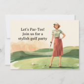 Golf  Retro Golf Chic: Woman Golfer at the Green 招待状 (正面)