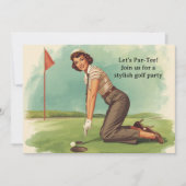 Golf  Retro Golf Chic: Woman Golfer at the Green 招待状 (正面)