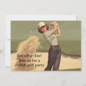 Golf  Retro Golf Chic: Woman Golfer at the Green 招待状 (正面)