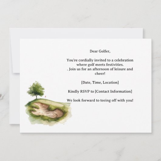 Golf  Retro Golf Chic: Woman Golfer at the Green 招待状 (裏面)