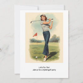 Golf  Retro Golf Chic: Woman Golfer at the Green 招待状