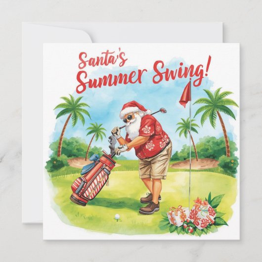 Golf Santa Christmas Summer time シーズンカード (正面)