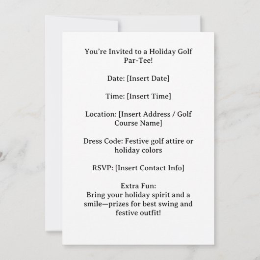 Golf Santa Claus golfing Summer Christmas  招待状 (裏面)