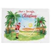 Golf Santa Claus is golfing by the beach ラージペーパーバッグ (裏面)