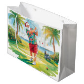 Golf Santa Claus is golfing by the beach ラージペーパーバッグ (正面アングル)