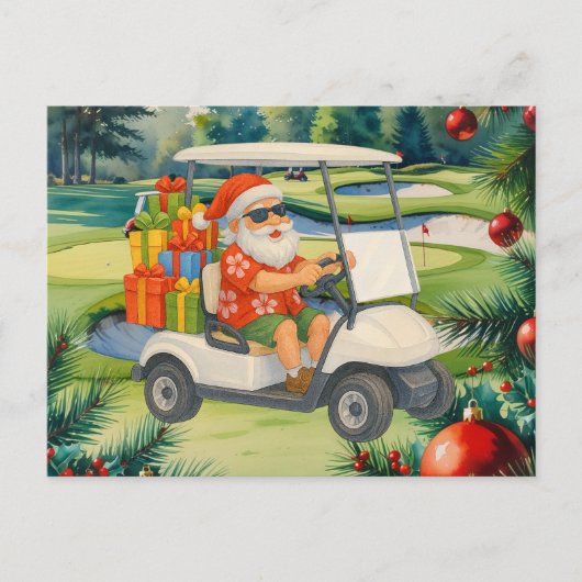 Golf Santa Claus is golfing Christmas in July シーズンポストカード (正面)
